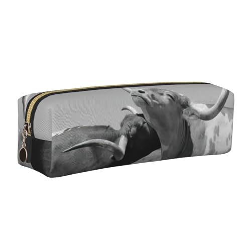 EWQrtyy Federmäppchen aus Leder mit Kuhmotiv, mit Reißverschluss, Zubehörhalter, Schreibwaren-Tasche, Geschenk für den Schulanfang, gold, Einheitsgröße, Kosmetiktasche von EWQrtyy