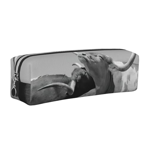 EWQrtyy Federmäppchen aus Leder mit Kuhmotiv, mit Reißverschluss, Zubehörhalter, Schreibwaren-Tasche, Geschenk für den Schulanfang, silber, Einheitsgröße, Kosmetiktasche von EWQrtyy