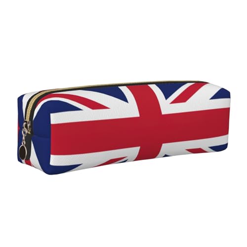 EWQrtyy Federmäppchen aus Leder mit britischer Flagge, Reißverschluss, Zubehörhalter, Schreibwaren-Tasche, Geschenk zum Schulanfang, gold, Einheitsgröße, Kosmetiktasche von EWQrtyy