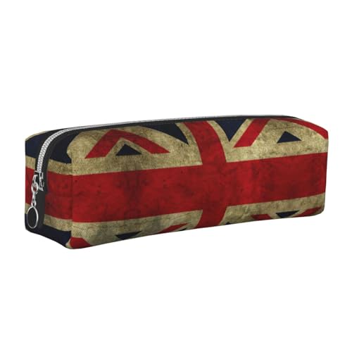 EWQrtyy Federmäppchen aus Leder mit britischer Flagge, Reißverschluss, Zubehörhalter, Schreibwaren-Tasche, Geschenk zum Schulanfang, silber, Einheitsgröße, Kosmetiktasche von EWQrtyy