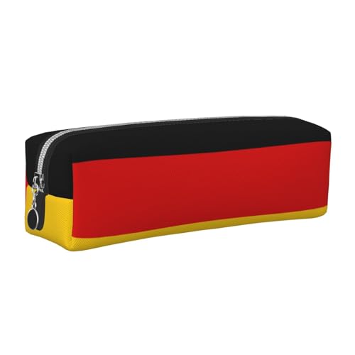 EWQrtyy Federmäppchen aus Leder mit deutscher Flagge, Reißverschluss, Zubehörhalter, Schreibwaren-Tasche, Geschenk für den Schulanfang, silber, Einheitsgröße, Kosmetiktasche von EWQrtyy