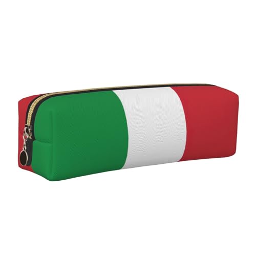 EWQrtyy Federmäppchen aus Leder mit italienischer Flagge, Reißverschluss, Zubehörhalter, Schreibwaren-Tasche, Geschenk für den Schulanfang, gold, Einheitsgröße, Kosmetiktasche von EWQrtyy