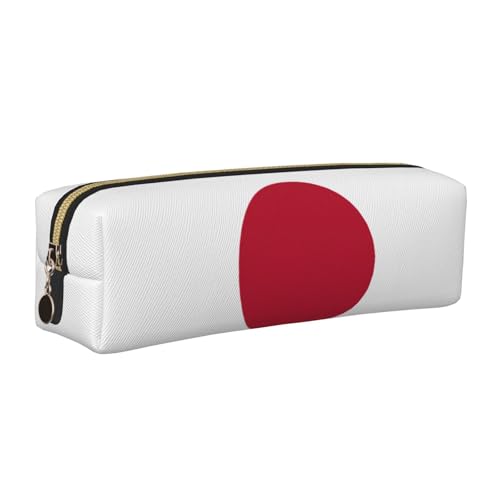 EWQrtyy Federmäppchen aus Leder mit japanischer Flagge, Reißverschluss, Zubehörhalter, Schreibwaren-Tasche, Geschenk für den Schulanfang, gold, Einheitsgröße, Kosmetiktasche von EWQrtyy