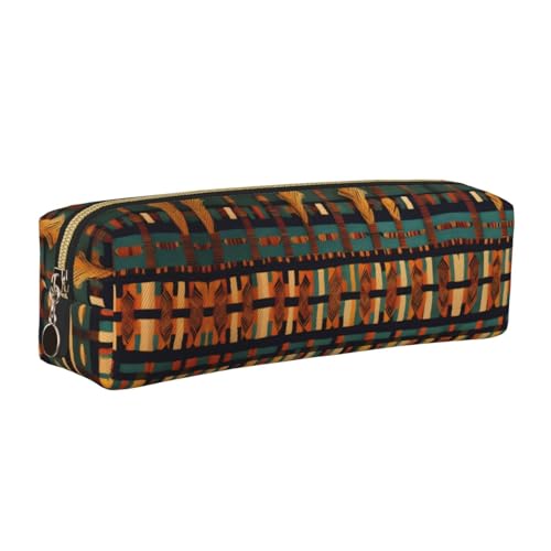 EWQrtyy Federmäppchen aus Leder mit klassischem afrikanischem Webdruck, Reißverschluss, Zubehörhalter, Schreibwaren-Tasche, Geschenk für den Schulanfang, gold, Einheitsgröße, Kosmetiktasche von EWQrtyy