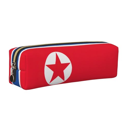 EWQrtyy Federmäppchen aus Leder mit koreanischer Flagge, Reißverschluss, Zubehörhalter, Schreibwaren-Tasche, Geschenk zum Schulanfang, gold, Einheitsgröße, Kosmetiktasche von EWQrtyy