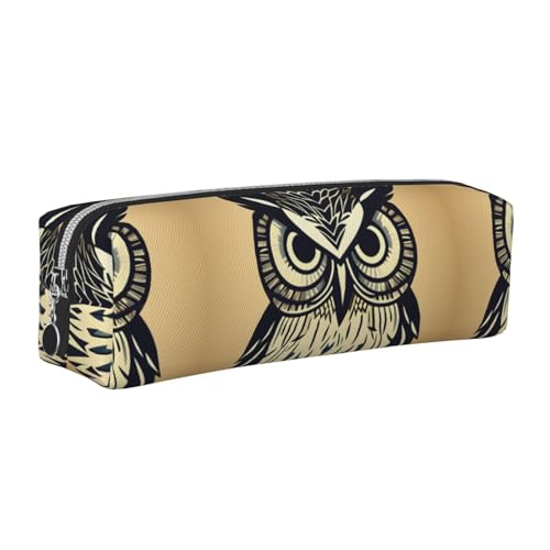 EWQrtyy Federmäppchen aus Leder mit niedlichem Eulen-Druck, Reißverschluss-Tasche, Zubehörhalter, Schreibwaren-Tasche, Geschenk für den Schulanfang, silber, Einheitsgröße, Kosmetiktasche von EWQrtyy