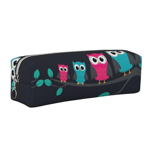 EWQrtyy Federmäppchen aus Leder mit niedlichem Eulen-Motiv, Reißverschluss-Tasche, Zubehörhalter, Schreibwaren-Tasche, Geschenk zum Schulanfang, silber, Einheitsgröße, Kosmetiktasche von EWQrtyy
