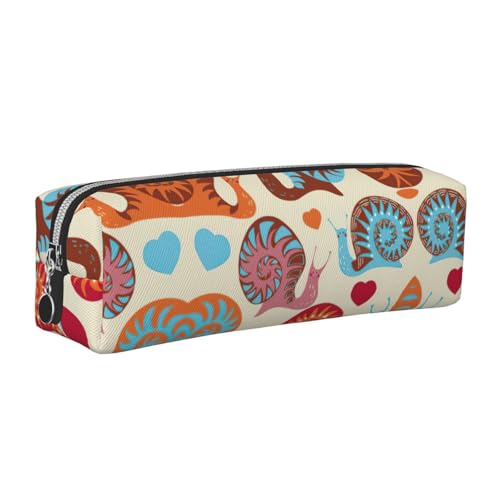 EWQrtyy Federmäppchen aus Leder mit niedlichem Schnecken-Druck, Reißverschluss-Tasche, Zubehörhalter, Schreibwaren-Tasche, Geschenk für den Schulanfang, silber, Einheitsgröße, Kosmetiktasche von EWQrtyy