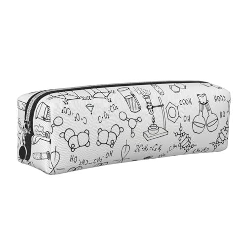 EWQrtyy Federmäppchen mit Chemie-Druck, Leder, mit Reißverschluss, Zubehörhalter, Schreibwaren-Tasche, Geschenk für den Schulanfang, silber, Einheitsgröße, Kosmetiktasche von EWQrtyy