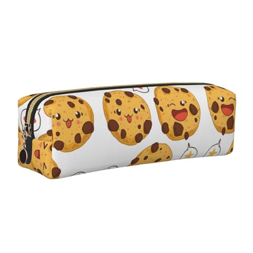 EWQrtyy Federmäppchen mit Chip-Cookies-Druck, Leder, Reißverschlusstasche, Zubehörhalter, Schreibwaren-Tasche, Geschenk für den Schulanfang, gold, Einheitsgröße, Kosmetiktasche von EWQrtyy