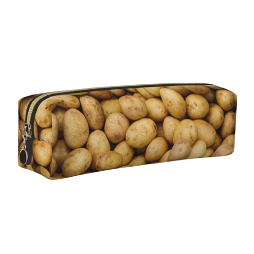 EWQrtyy Federmäppchen mit Gartenkartoffeln, Leder, mit Reißverschluss, Zubehörhalter, Schreibwaren-Tasche, Geschenk für den Schulanfang, gold, Einheitsgröße, Kosmetiktasche von EWQrtyy