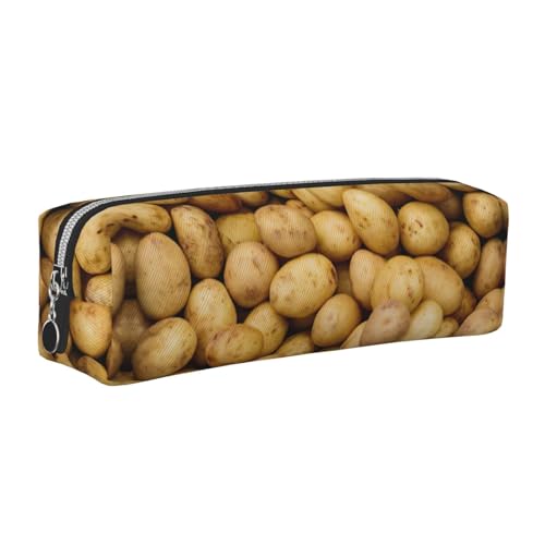 EWQrtyy Federmäppchen mit Gartenkartoffeln, Leder, mit Reißverschluss, Zubehörhalter, Schreibwaren-Tasche, Geschenk für den Schulanfang, silber, Einheitsgröße, Kosmetiktasche von EWQrtyy