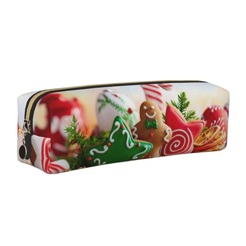 EWQrtyy Federmäppchen mit Lebkuchenmann-Motiv, aus Leder, mit Reißverschluss, Zubehörhalter, Schreibwarentasche, Geschenk für den Schulanfang, gold, Einheitsgröße, Kosmetiktasche EWQrtyy Federmäppchen mit Lebkuchenmann-Motiv, aus Leder, mit Reißverschluss, Zubehörhalter, Schreibwarentasche, Geschenk für den Schulanfang, gold, Einheitsgröße, Kosmetiktasche von EWQrtyy