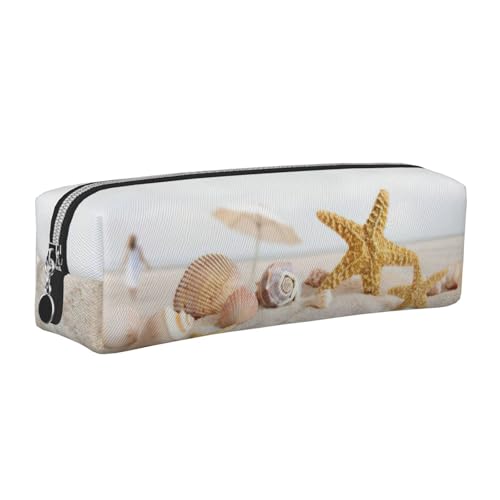 EWQrtyy Federmäppchen mit Strandmotiv für die Schule, aus Leder, mit Reißverschluss, Zubehörhalter, Schreibwaren-Tasche, Geschenk zum Schulanfang, silber, Einheitsgröße, Kosmetiktasche von EWQrtyy