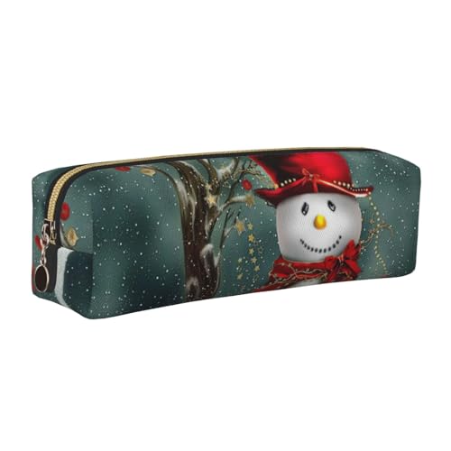 EWQrtyy Federmäppchen mit Weihnachtsdruck, Leder, mit Reißverschluss, Zubehörhalter, Schreibwaren-Tasche, Geschenk für den Schulanfang, gold, Einheitsgröße, Kosmetiktasche von EWQrtyy