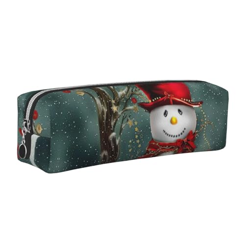 EWQrtyy Federmäppchen mit Weihnachtsdruck, Leder, mit Reißverschluss, Zubehörhalter, Schreibwaren-Tasche, Geschenk für den Schulanfang, silber, Einheitsgröße, Kosmetiktasche von EWQrtyy