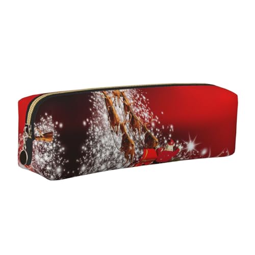 EWQrtyy Federmäppchen mit Weihnachtsmotiven, Leder, mit Reißverschluss, Zubehörhalter, Schreibwaren-Tasche, Geschenk für den Schulanfang, gold, Einheitsgröße, Kosmetiktasche von EWQrtyy