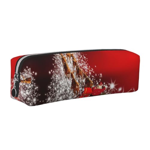 EWQrtyy Federmäppchen mit Weihnachtsmotiven, Leder, mit Reißverschluss, Zubehörhalter, Schreibwaren-Tasche, Geschenk für den Schulanfang, silber, Einheitsgröße, Kosmetiktasche von EWQrtyy