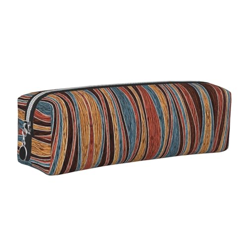 EWQrtyy Federmäppchen mit bunten Streifen, 1 bedrucktes Leder-Federmäppchen, Reißverschluss-Tasche, Zubehörhalter, Schreibwaren-Tasche, Geschenk zum Schulanfang, silber, Einheitsgröße, Kosmetiktasche von EWQrtyy