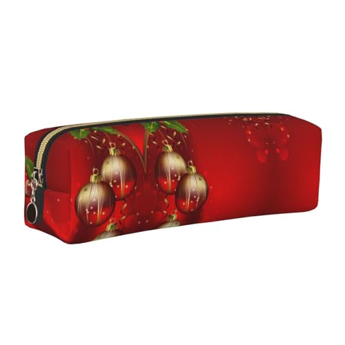 EWQrtyy Federmäppchen mit roter Laterne, aus Leder, mit Reißverschluss, Zubehörhalter, Schreibwaren-Tasche, Geschenk für den Schulanfang, gold, Einheitsgröße, Kosmetiktasche von EWQrtyy