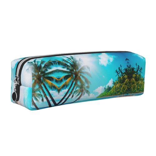 EWQrtyy Federmäppchen mit tropischem Ozean-Strand-Motiv, aus Leder, mit Reißverschluss, Zubehörhalter, Schreibwaren-Tasche, Geschenk für den Schulanfang, silber, Einheitsgröße, Kosmetiktasche EWQrtyy Federmäppchen mit tropischem Ozean-Strand-Motiv, aus Leder, mit Reißverschluss, Zubehörhalter, Schreibwaren-Tasche, Geschenk für den Schulanfang, silber, Einheitsgröße, Kosmetiktasche von EWQrtyy