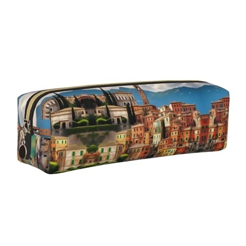 EWQrtyy Schönes Federmäppchen aus Leder mit italienischem Druck, Reißverschlussbeutel, Zubehörhalter, Schreibwaren-Tasche, Geschenk für den Schulanfang, gold, Einheitsgröße, Kosmetiktasche von EWQrtyy