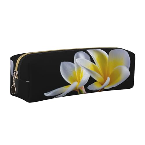 EWQrtyy Schönes Federmäppchen mit Blumenmotiv aus Leder, mit Reißverschluss, Zubehörhalter, Schreibwarentasche, Geschenk für den Schulanfang, gold, Einheitsgröße, Kosmetiktasche von EWQrtyy