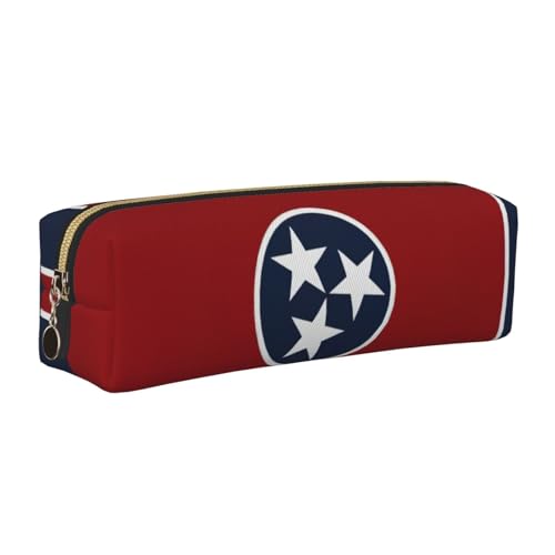 EWQrtyy Tennessee Federmappe mit Staatsflagge, Leder, Reißverschlusstasche, Zubehörhalter, Schreibwarentasche, Geschenk zum Schulanfang, gold, Einheitsgröße, Kosmetiktasche von EWQrtyy