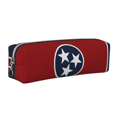 EWQrtyy Tennessee Federmappe mit Staatsflagge, Leder, Reißverschlusstasche, Zubehörhalter, Schreibwarentasche, Geschenk zum Schulanfang, silber, Einheitsgröße, Kosmetiktasche von EWQrtyy