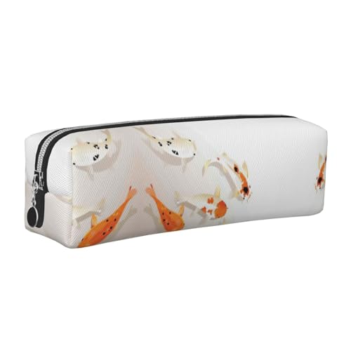 EWQrtyy Traditionelles Federmäppchen, Koi-Karpfen mit Punkten, Leder, Reißverschlusstasche, Zubehörhalter, Schreibwaren-Tasche, Geschenk für den Schulanfang, silber, Einheitsgröße, Kosmetiktasche von EWQrtyy