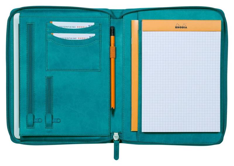 EXACOMPTA Aktentasche Konferenzmappe, kleines Modell 19,5x25,5 cm, Block A5 Pfaugrün 168103C, Rhodia, Blöcke, Hefte und Notizbücher von EXACOMPTA