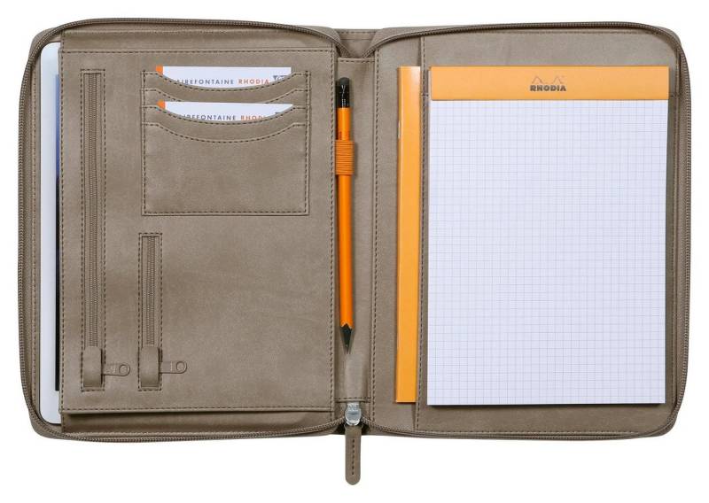 EXACOMPTA Aktentasche Konferenzmappe kleines Modell 19,5x25,5 cm, für Block A5 Taupe 168101C, Rhodia, Blöcke, Hefte und Notizbücher von EXACOMPTA