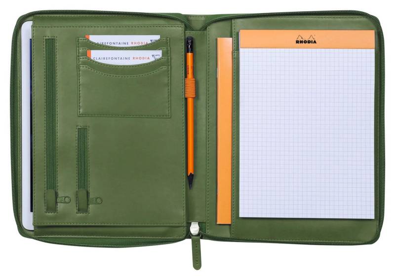 EXACOMPTA Aktentasche Konferenzmappe kleines Modell 19,5x25,5 cm Block A5 Salbeigrün 168102C, Rhodia, Blöcke, Hefte und Notizbücher von EXACOMPTA