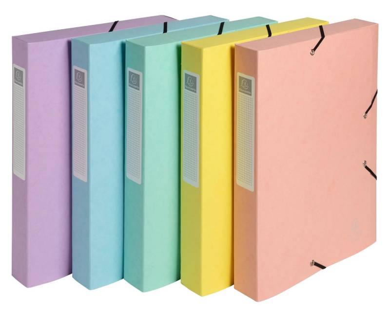 EXACOMPTA Dokumententasche 10x Archivbox A4 Colorspan Rücken 40mm Aquarel sortiert 14460E, Boxen mit Gummizug von EXACOMPTA