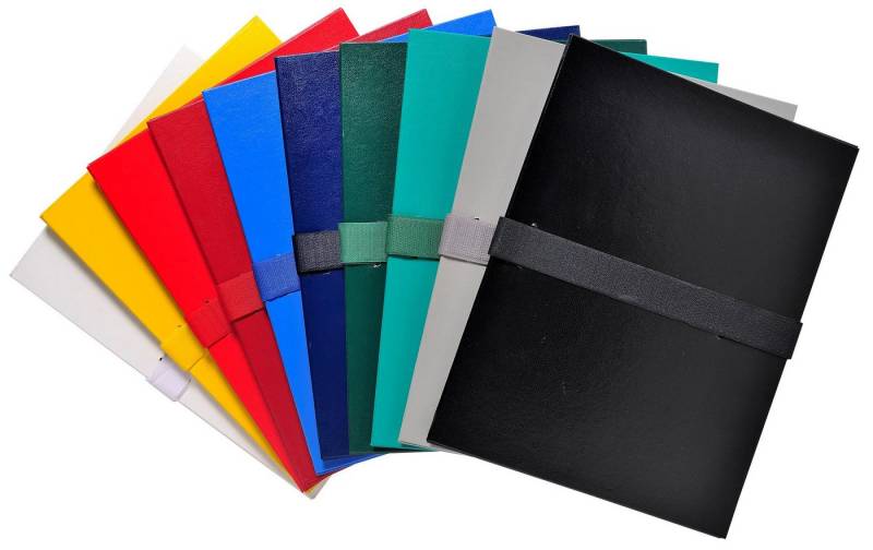 EXACOMPTA Dokumententasche 10x Dokumentenmappe dehnbar 1 Klappe Balacronbezug A4 sortiert 640E, Mappen mit dehnbaren Rücken Mit Klappen von EXACOMPTA