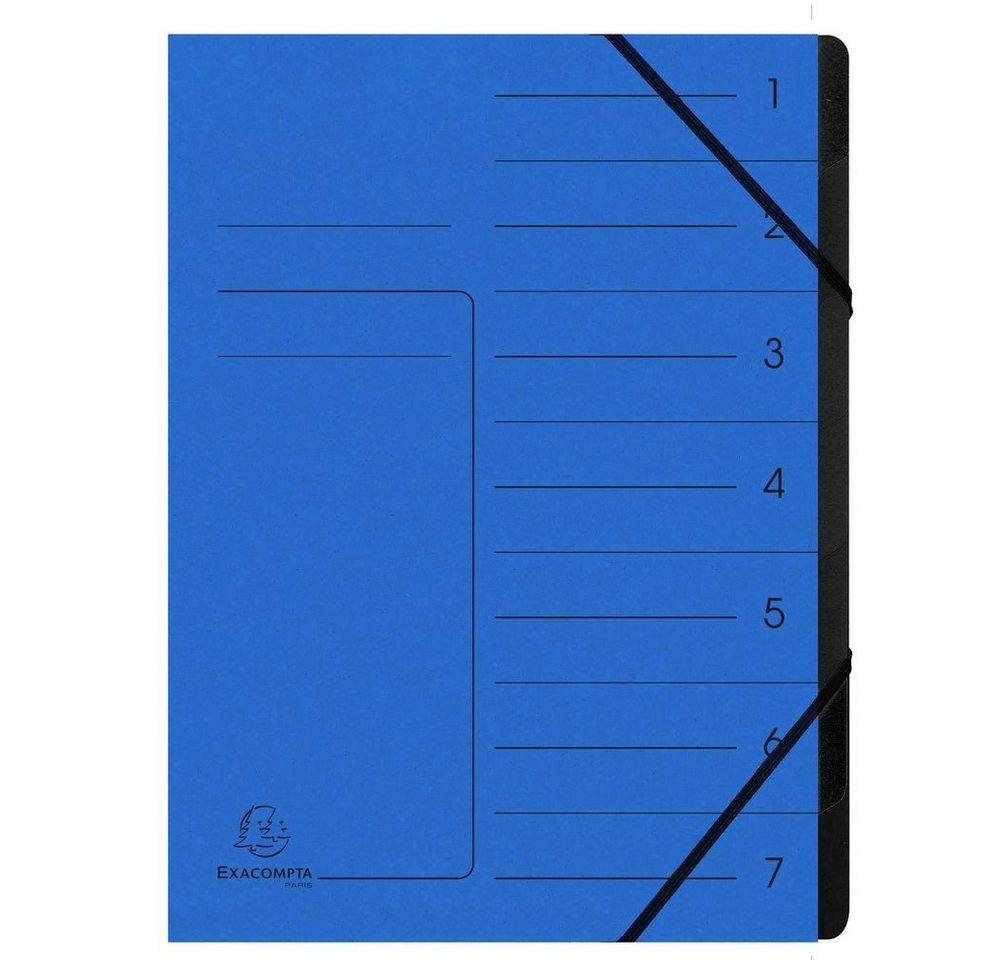 EXACOMPTA Handgelenkstütze EXACOMPTA 540702E Ordnungsmappe 7 Fächer A4 Karton blau von EXACOMPTA