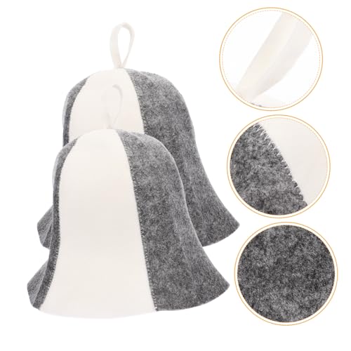 EXAOMBLE 2 Stück Filz Saunahut für Damen und Herren Atmungsaktive Saunahaube Wasserabsorbierend Verdickte Filzkappe Saunazubehör für Zuhause von EXAOMBLE