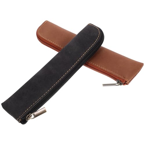 EXAOMBLE 2 Stück PU Federmäppchen Ästhetische Stiftetasche Dickem PU Leder Tragbare Kosmetiktasche für Stifte Bleistifte und Schreibwaren Schwarz und Braun EXAOMBLE 2 Stück PU Federmäppchen Ästhetische Stiftetasche Dickem PU Leder Tragbare Kosmetiktasche für Stifte Bleistifte und Schreibwaren Schwarz und Braun von EXAOMBLE