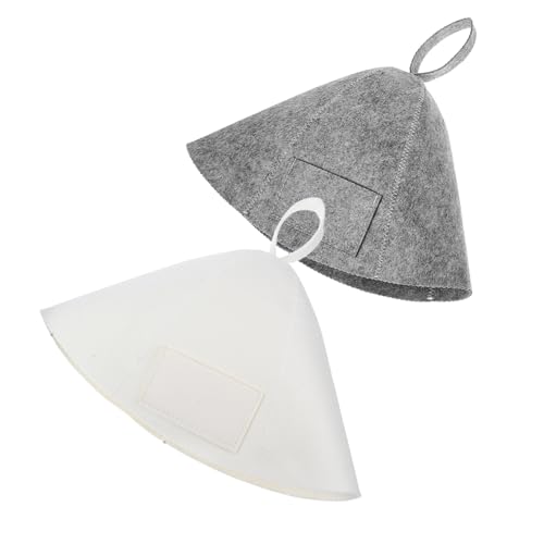 EXAOMBLE 2 Stück Teiliges Sauna Hut aus Filz für Damen und Herren Sauna Kopfbedeckung mit Praktischem Taschen Design Hitzeschutz für Dampfbäder und Beige von EXAOMBLE