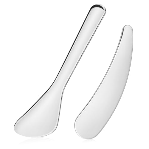 EXAOMBLE 2 Stück Gesichtsspatel Wiederverwendbare Kosmetikspatel für Hautpflege Hautfreundliche Make Up Löffel Vielseitige Hautpflegewerkzeuge für Lotionen und Cremes von EXAOMBLE