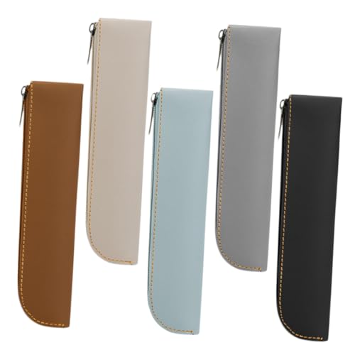 EXAOMBLE 5stücke Federmäppchen Mit Reißverschluss Großes Stiftmäppchen Aus Pu-Leder Stiftetasche-Organizer Mit Vielen Fächern Für Schule Und Büro von EXAOMBLE