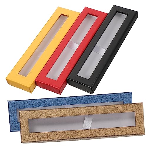 EXAOMBLE 5 Stück Teiliges Transparente Geschenkboxen für Stifte Sichtfenster Design Praktische Aufbewahrung für Kugelschreiber Füllfederhalter und Bleistifte für Farbe von EXAOMBLE