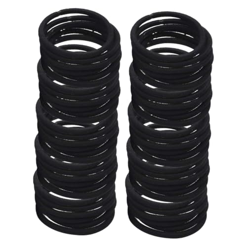 EXAOMBLE 50 Stück Haargummis Schwarz Nylon Gummibänder Hochelastisch Metallfrei Haarschmuck für Damen Ponytail Haarknoten Sportfest von EXAOMBLE