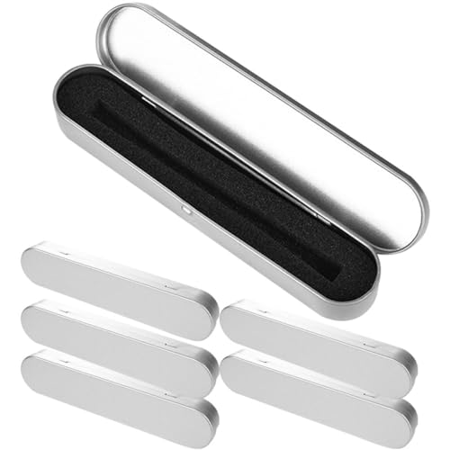 EXAOMBLE 6Stücke Teiliges Metall Stiftetui Langlebigem Premium Blech Kompakte Aufbewahrung für Schule und Büro für Schüler und Lehrer mit Praktischem Klappdesign von EXAOMBLE