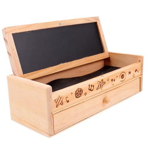 EXAOMBLE Doppellagige Holz Stiftebox für Schüler Stabile Federmappe mit Großem Fassungsvermögen Multifunktionale Aufbewahrungsbox für Bleistifte Radierer und Schulzubehör von EXAOMBLE