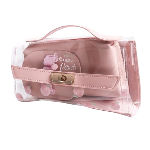 EXAOMBLE Transparente Federmappe Große Kapazität Leichtes Federmäppchen für Stifte Kosmetik und Reise Damen Mädchen Tragbare Schreibwaren Tasche Rosa von EXAOMBLE