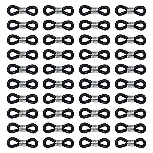 100pcs Brillenkette Halter Silikon Ende Ring Rutschfest Anti Rutsch Sonnenbrillen Lesebrillen DIY Brillenband Brillenzubehör (Schwarz) von EXCEART