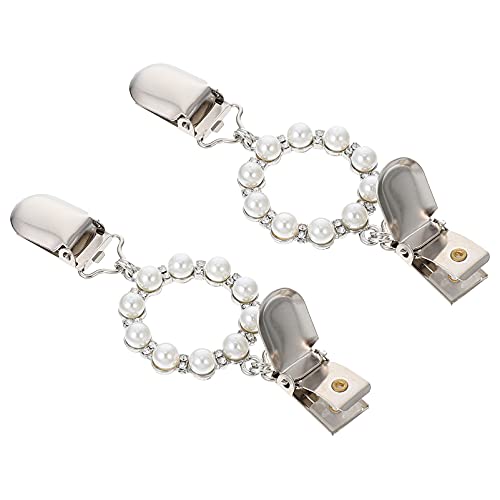 2Pcs Vintage Pullover Schal Clips Übergroßen T Hemd Brosche Clips Kristall Perle Schal Kleid Cinch Kette Pin für Frauen Damen von EXCEART