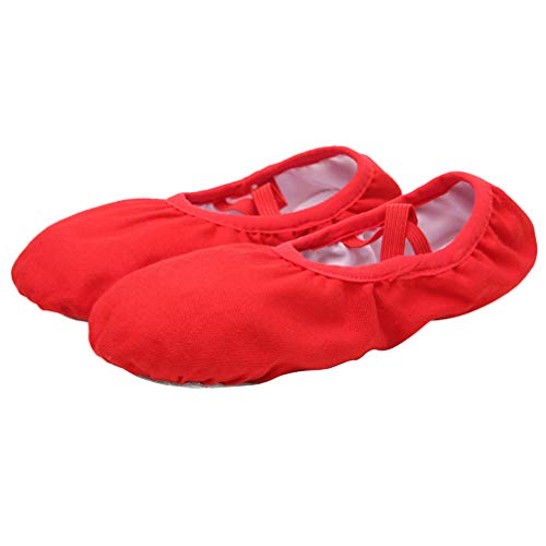 EXCEART 1 Paar Ballettschuhe Volle Sohle Tanzen Ballettschuhe Üben Yoga-Schuhe für Kleinkind Kinder Mädchen Frauen Rot Größe 30 von EXCEART