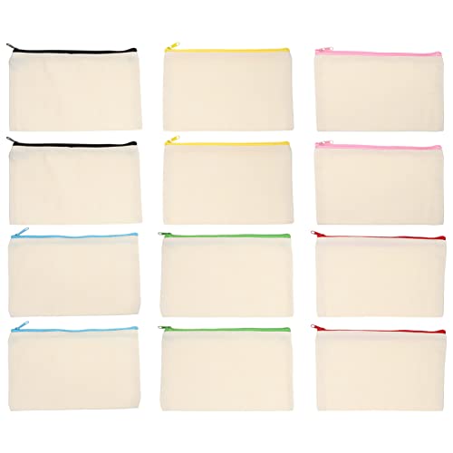 EXCEART 12stücke Kosmetiktasche Aus Canvas Mit Reißverschluss Make-up-Tasche Reise-Organizer Für Kosmetika Toilettenartikel Snacks Stifte Und Kleine Gegenstände Langlebig Und von EXCEART
